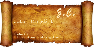 Zakar Cirjék névjegykártya